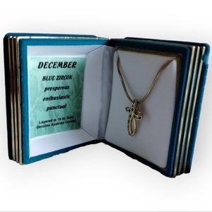VINTAGE DECEMBER BLUE ZIRCON CROSS NECKLACE
